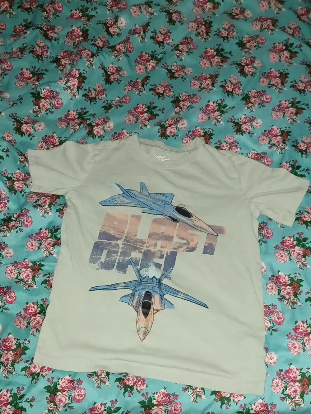 OshKosh B'gosh Light Green Jet Plane Graphic Tee Size 8